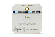 Load image into Gallery viewer, Skylar Paige - DREAM - Morse Code Tila Beaded Bracelet - Bonne Nuit Blue