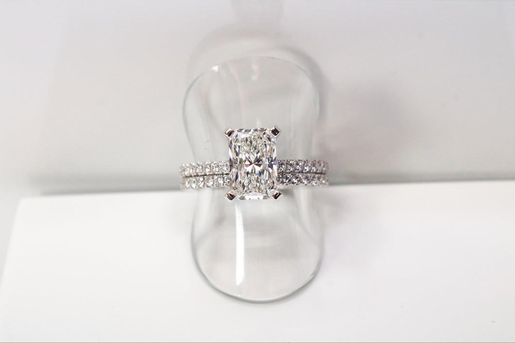 14k White Gold Lab Grown Radiant Diamond Bridal Set