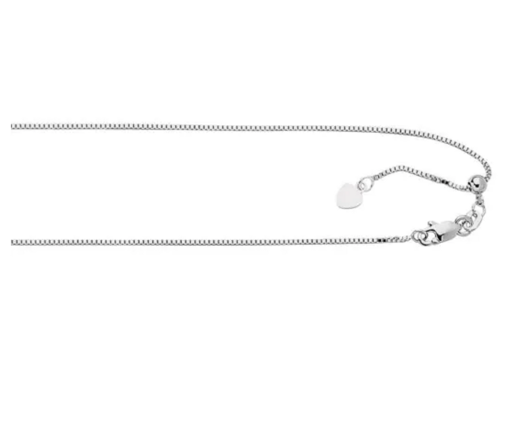 Sterling Silver 0.79mm Adjustable Box Chain 30”