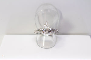 14k White Gold Lab Grown Pear Diamond Bridal Set