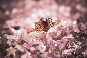 14k Rose Gold Rough Cut Diamond Ring