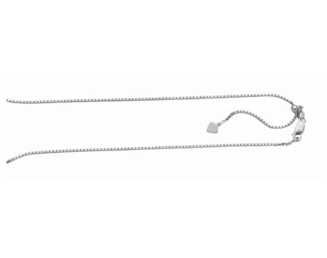 Sterling Silver 1.4mm Adjustable Box 22