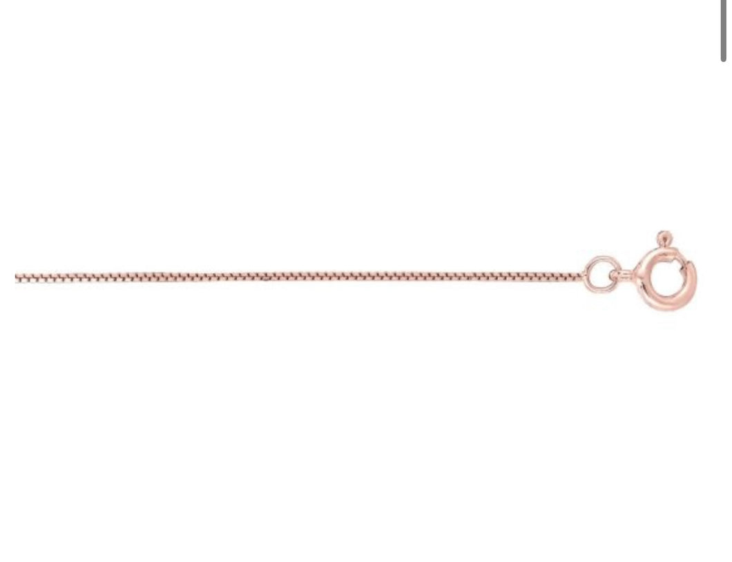 14K Rose Gold .60mm Classic Box Chain 16”