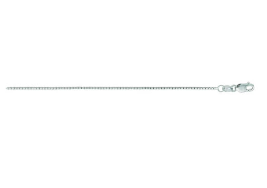 14K White Gold 0.85mm Classic Box Chain 20”
