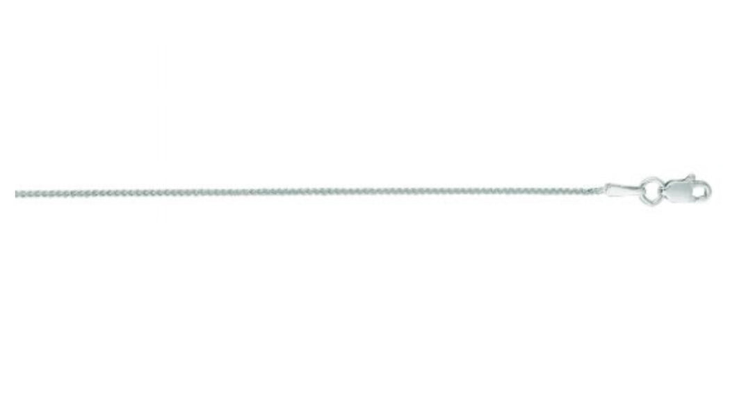 14K White Gold 1mm Round Wheat Chain 16”
