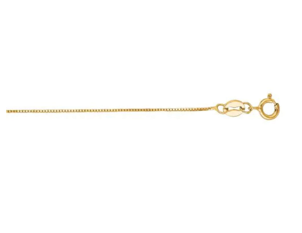 14k Yellow Gold .60mm Box Chain 18”