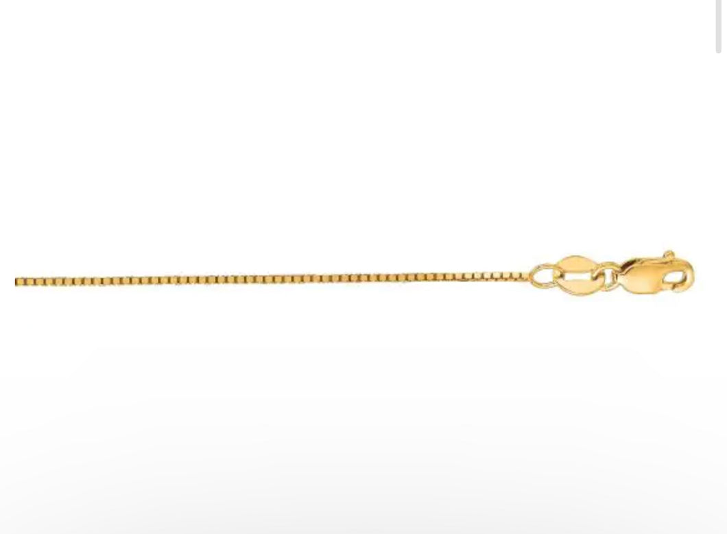 14K Yellow Gold 0.68mm Classic Box Chain 16”