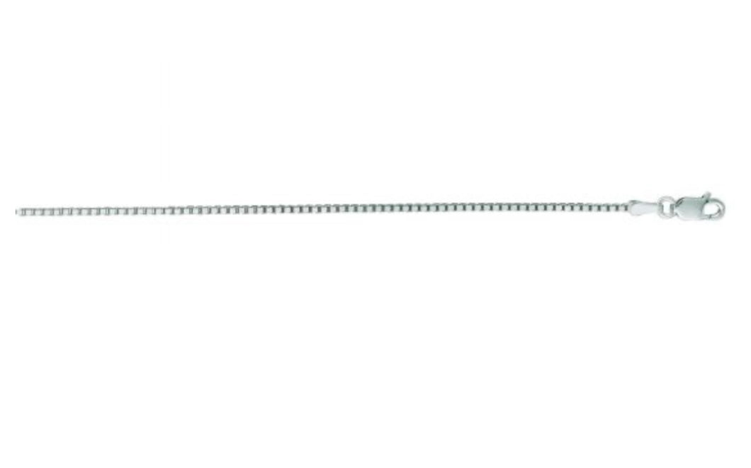 14K White Gold 1.1mm Classic Box Chain 18”