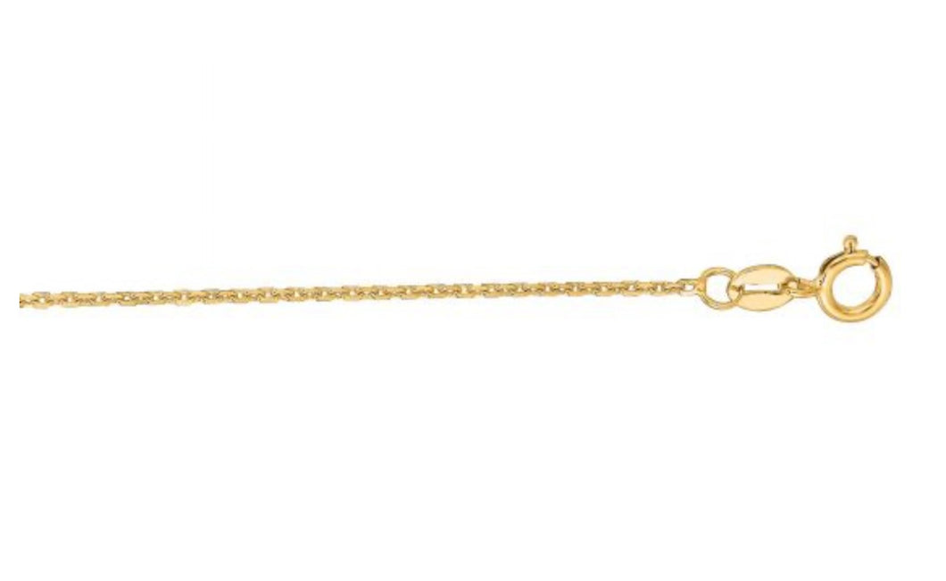 14K Yellow Gold 1.1mm Diamond Cut Cable Chain 16”