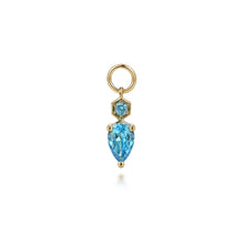Load image into Gallery viewer, 14k Yellow Gold Blue Topaz Earring Charm
