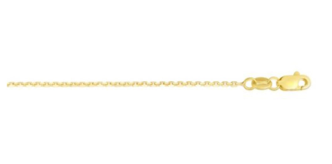 14K Yellow Gold 0.87mm Diamond Cut Cable Chain 18”