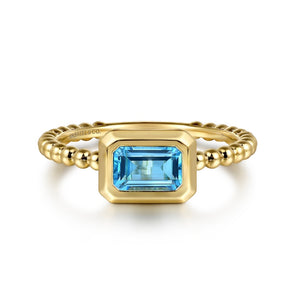 14k Yellow Gold Blue Topaz Ring