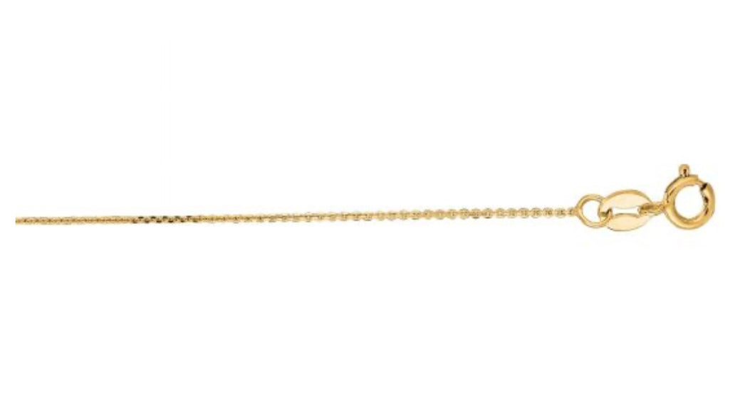 14K Yellow Gold 0.5mm Diamond Cut Flat Cable Chain 20”