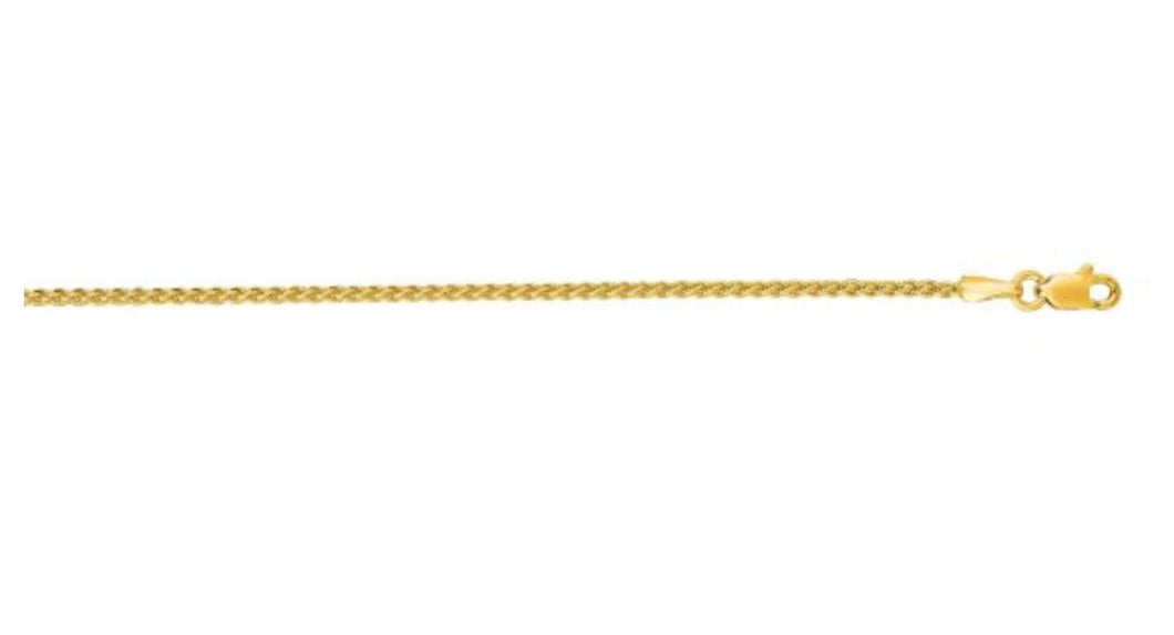 14K Yellow Gold 1.5mm Round Wheat Chain 16”