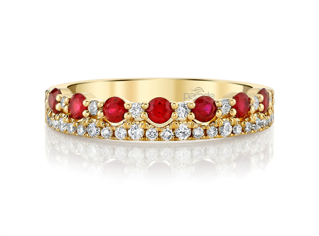 14k Yellow Gold Ruby Ring with Diamonds