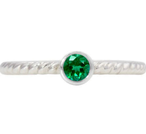 Sterling Silver Lab Created Emerald Ring