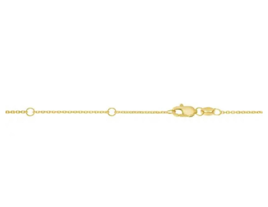 14K Yellow Gold 0.87mm Double Extendable Diamond Cut Cable Chain 18”