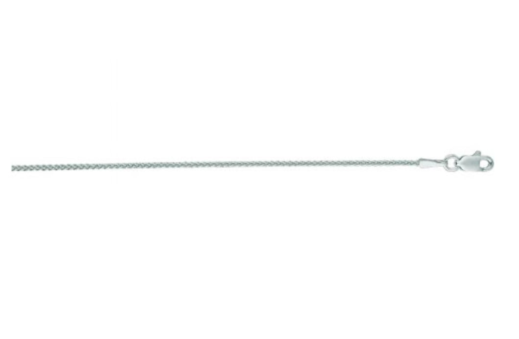 14K White Gold 1.2mm Round Wheat Chain 16”