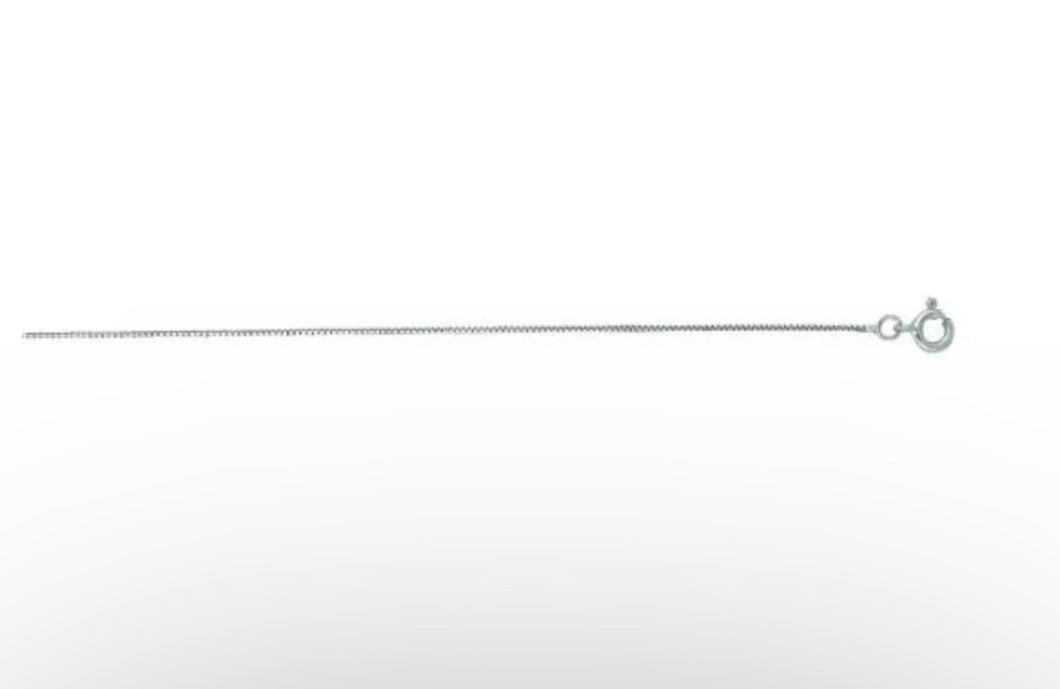 14K White Gold .6mm Classic Box Chain 20”