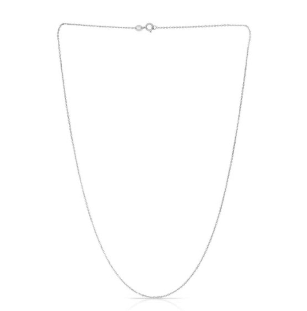 14K White Gold 1.1mm Diamond Cut Cable Chain 24”