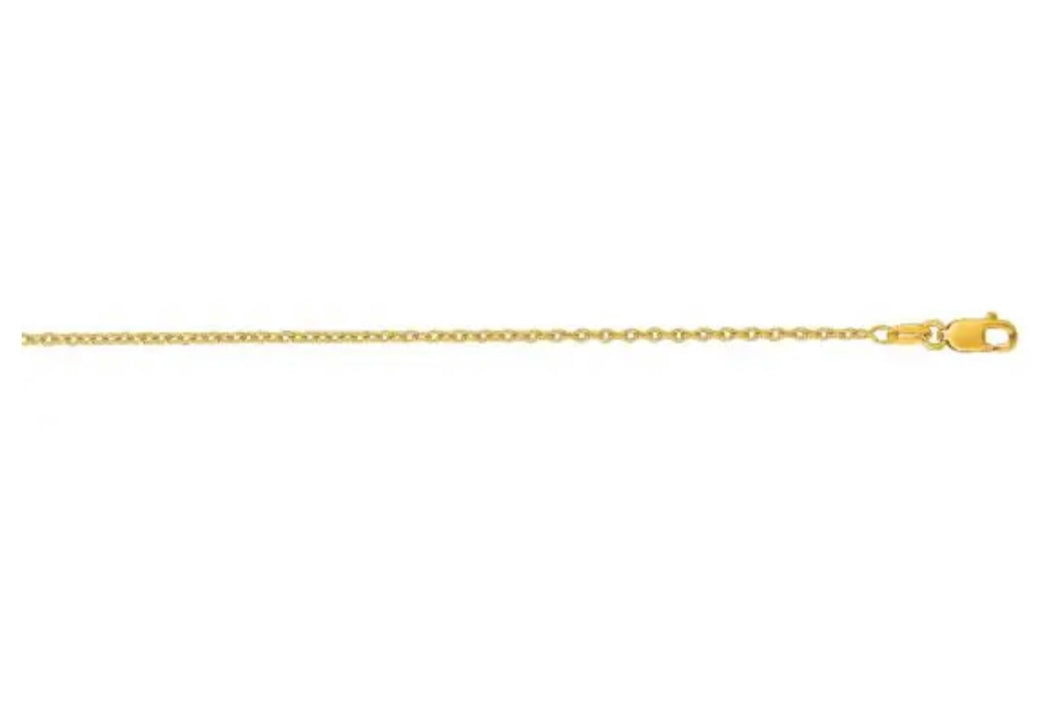 14K Yellow Gold 1.5mm Oval Cable Chain 20”