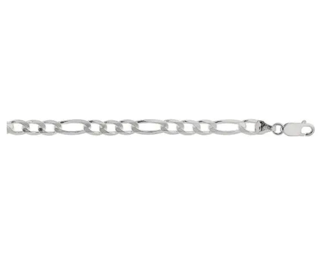 Sterling Silver 5.5mm Flat Figaro Chain 20”