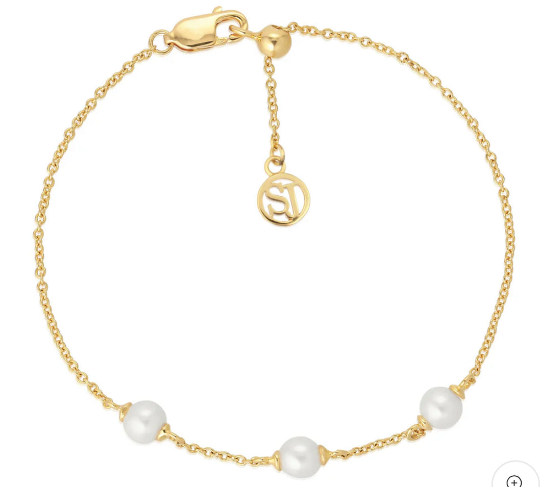 Sterling Silver Gold Plated Pearl Bracelet