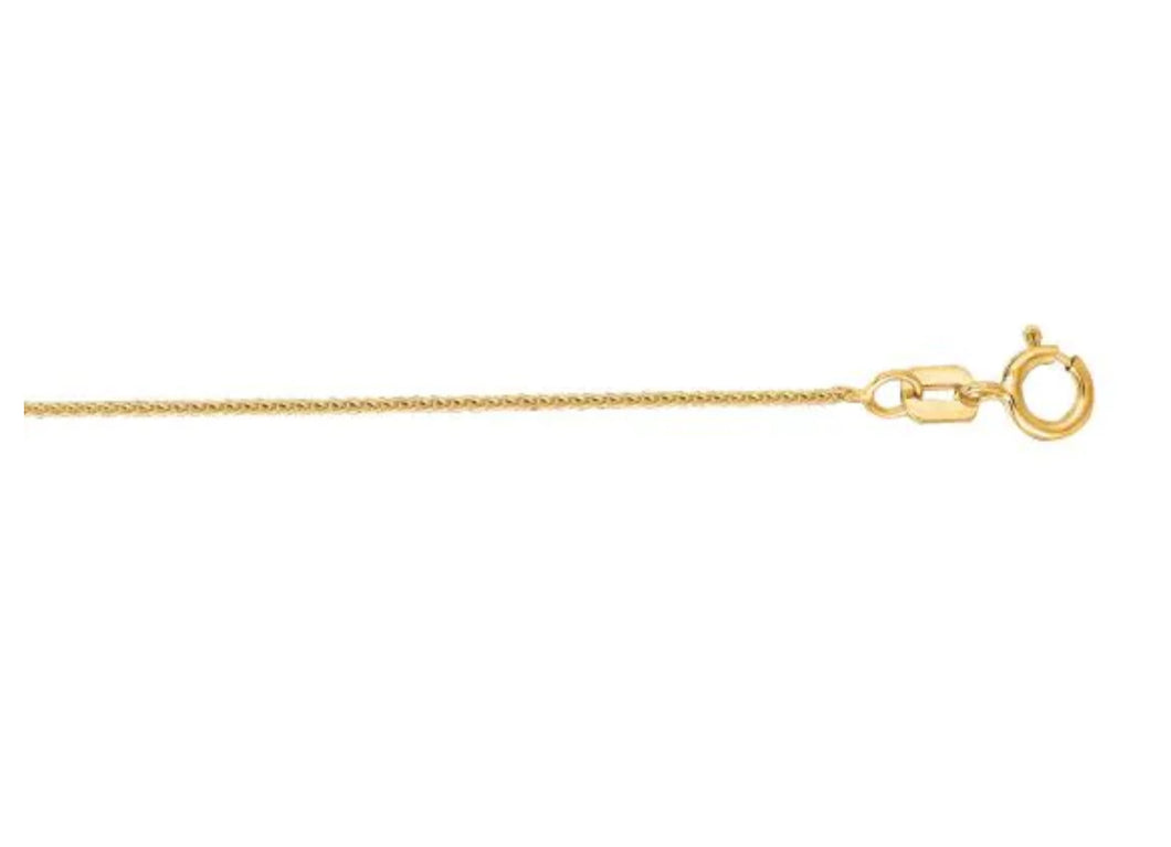 14k Yellow Gold 0.7mm Diamond Cut Round Wheat Chain 20”