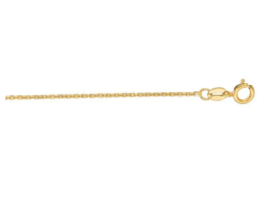 14k Yellow Gold 1.1mm Diamond Cut Cable Chain 20”