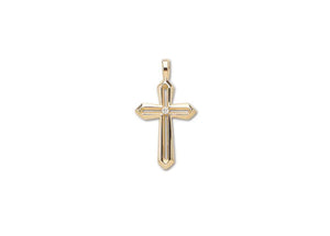 14k Yellow Gold Diamond Cross Pendant