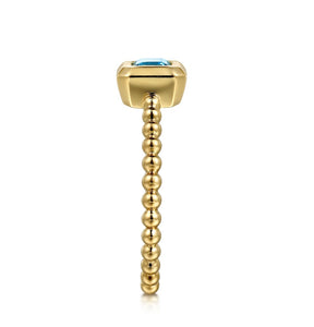 14k Yellow Gold Blue Topaz Ring