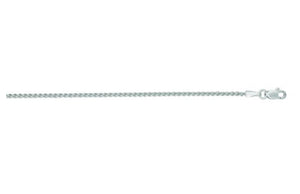 14K White Gold 1.5mm Round Wheat Chain 16”