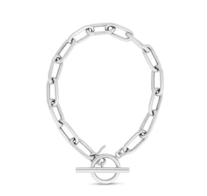 Sterling Silver Paperclip Toggle Chain Bracelet