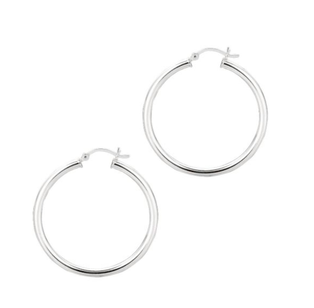 Sterling Silver 3x30mm Hoop Earring