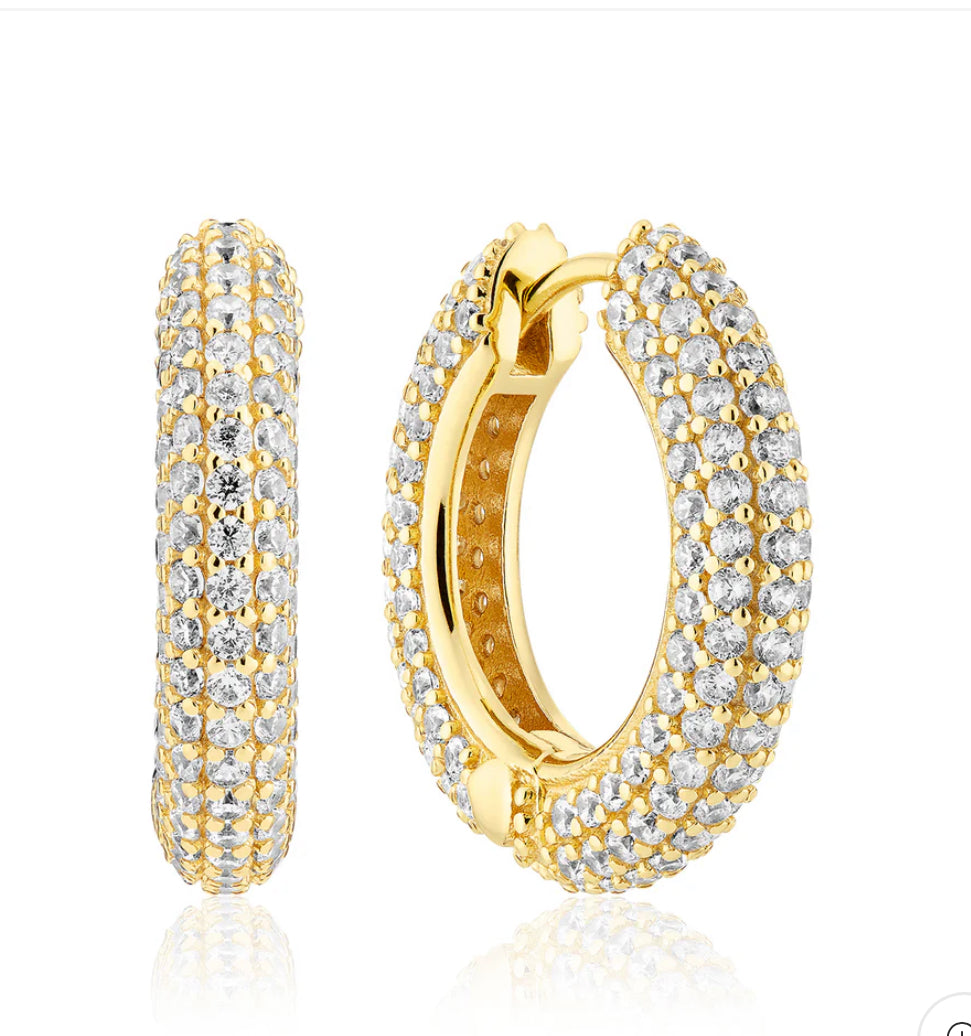 18k Gold Plated Sterling Silver CZ Earrings