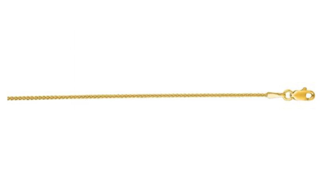 14K Yellow Gold 1.2mm Round Wheat Chain 16”