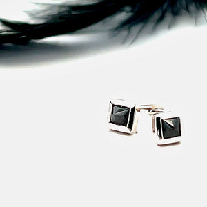 14k White Gold Rough Cut Diamond Earrings
