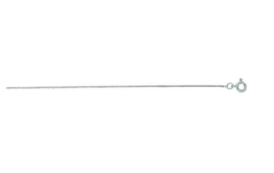 14K White Gold 0.6mm Classic Box Chain 18”