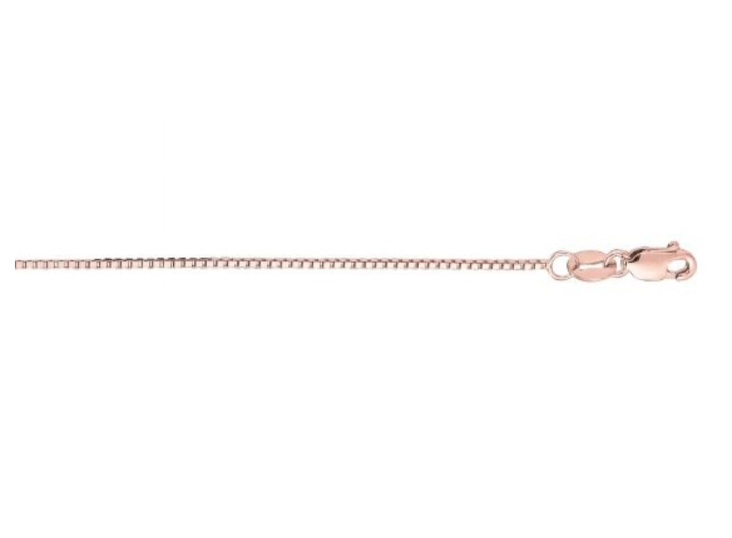 14K Rose Gold 0.73mm Classic Box Chain 18”