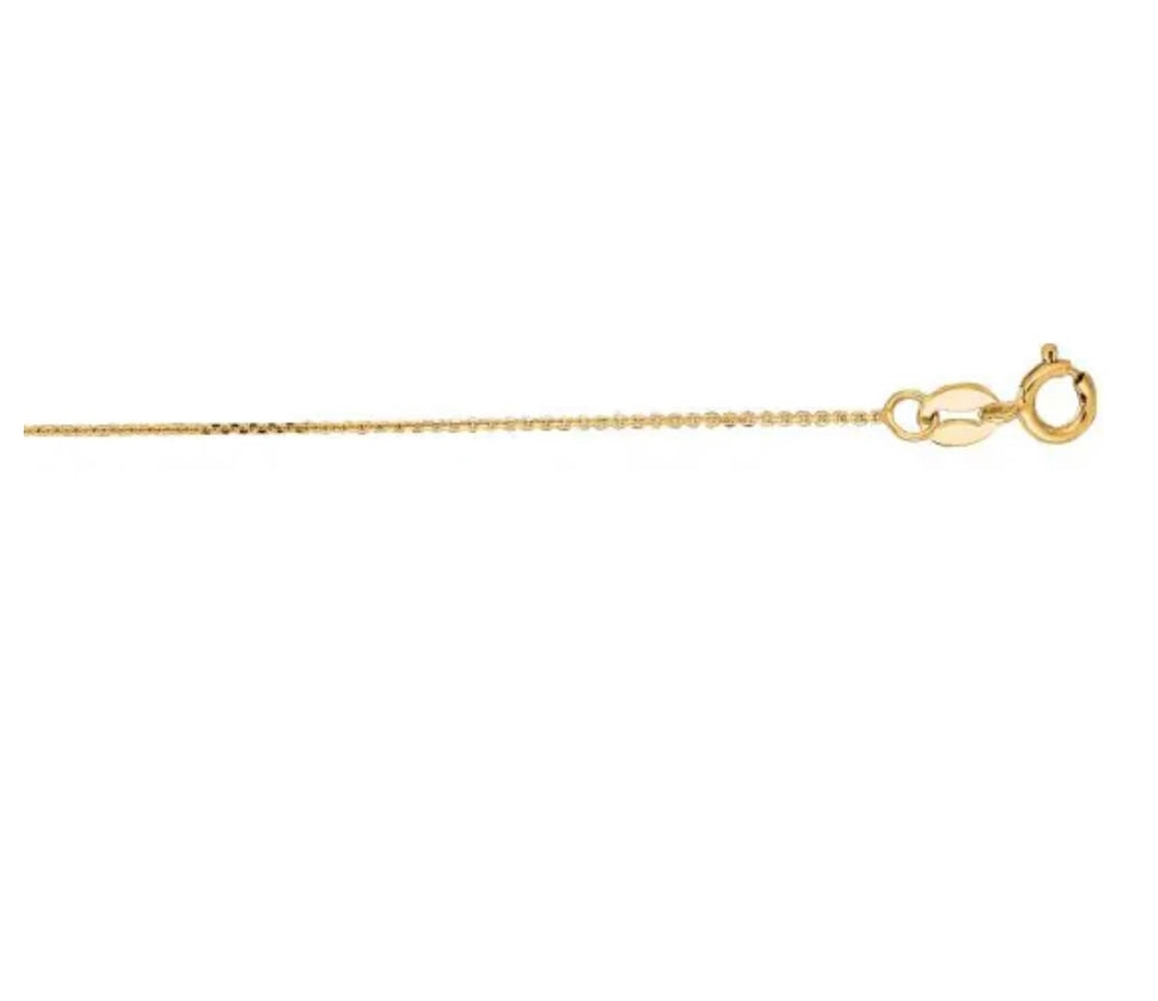 14K Yellow Gold 0.5mm Diamond Cut Flat Cable Chain 16”