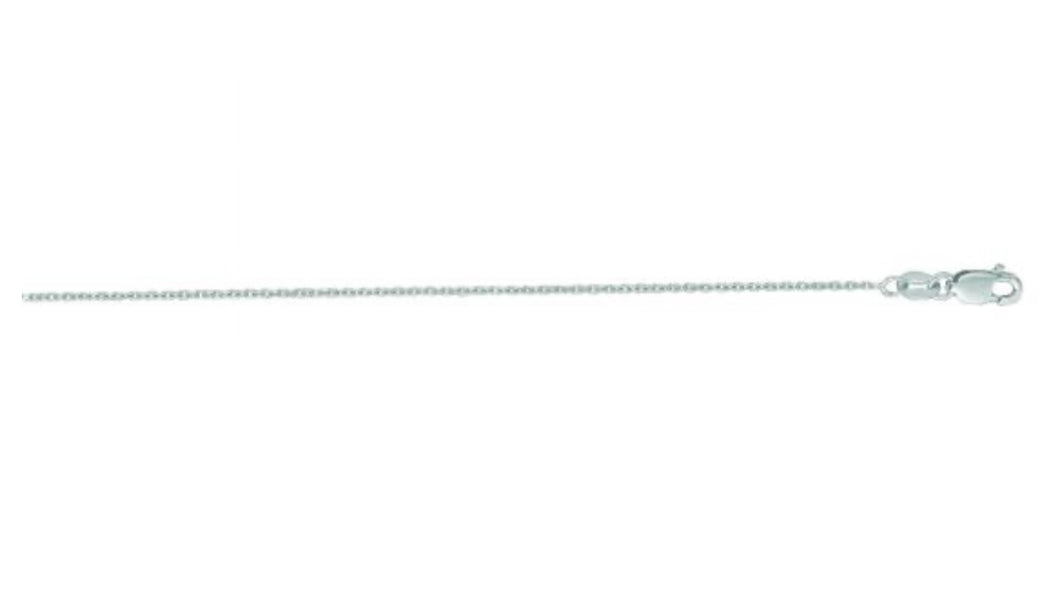 14K White Gold 1.1mm Diamond Cut Cable Chain 18”
