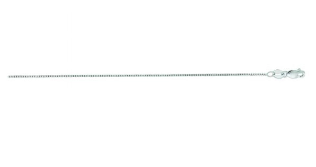 14K White Gold 0.68mm Classic Box Chain 18”
