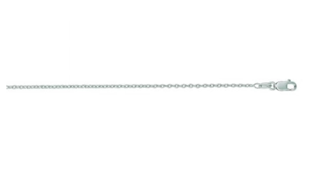 14K White Gold 1.5mm Oval Cable Chain 16”