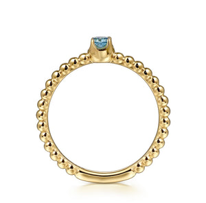 14k Yellow Gold Blue Topaz Ring