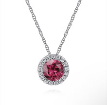 Load image into Gallery viewer, 14k White Gold Pink Tourmaline Necklace with Diamonds
