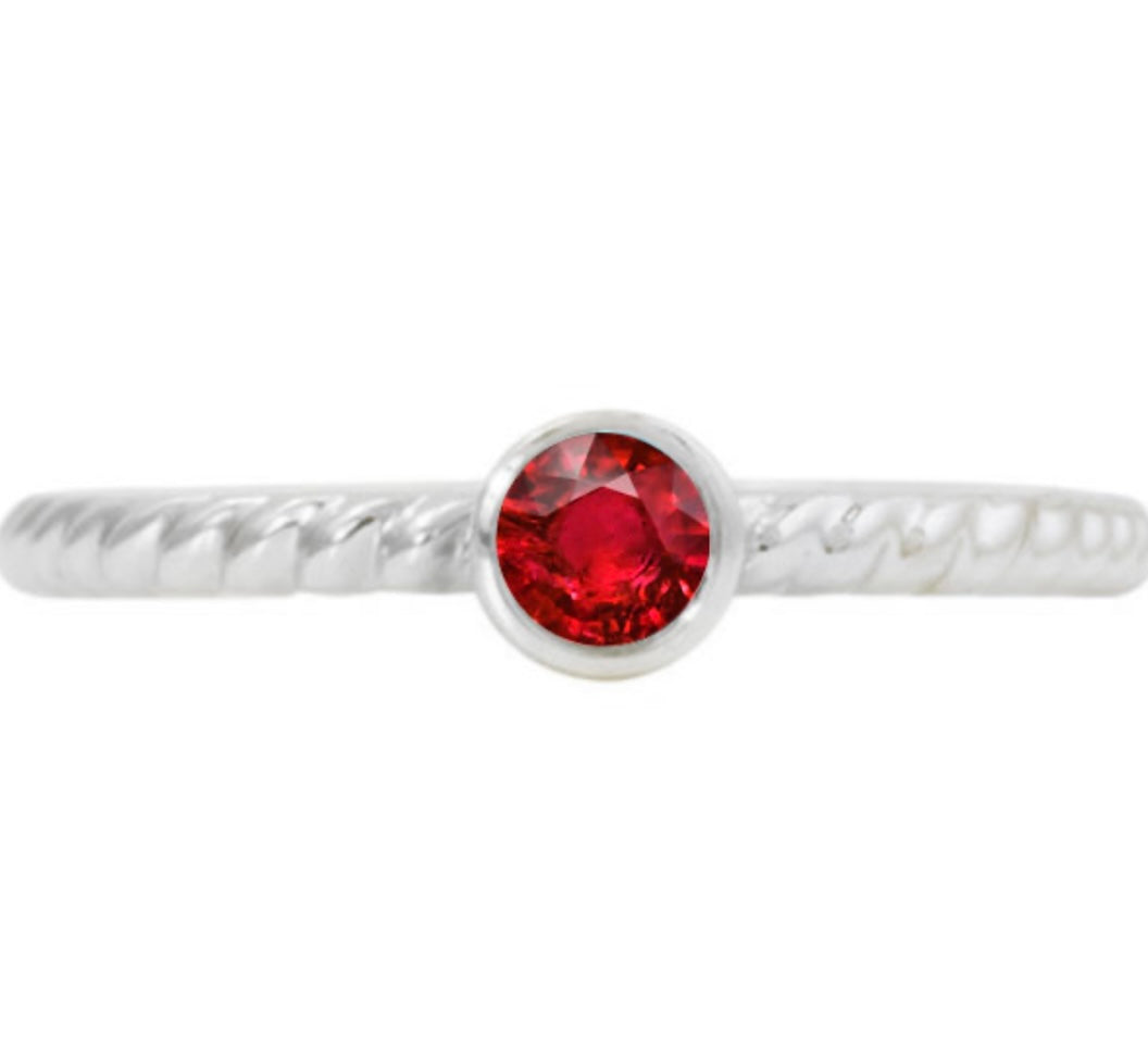 Sterling Silver Lab Created Ruby Ring