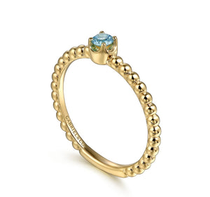 14k Yellow Gold Blue Topaz Ring
