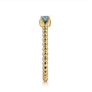 14k Yellow Gold Blue Topaz Ring