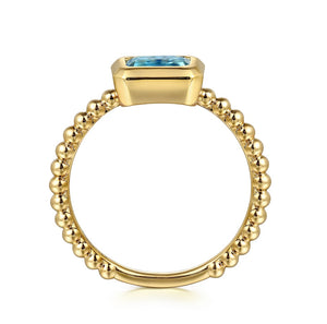14k Yellow Gold Blue Topaz Ring