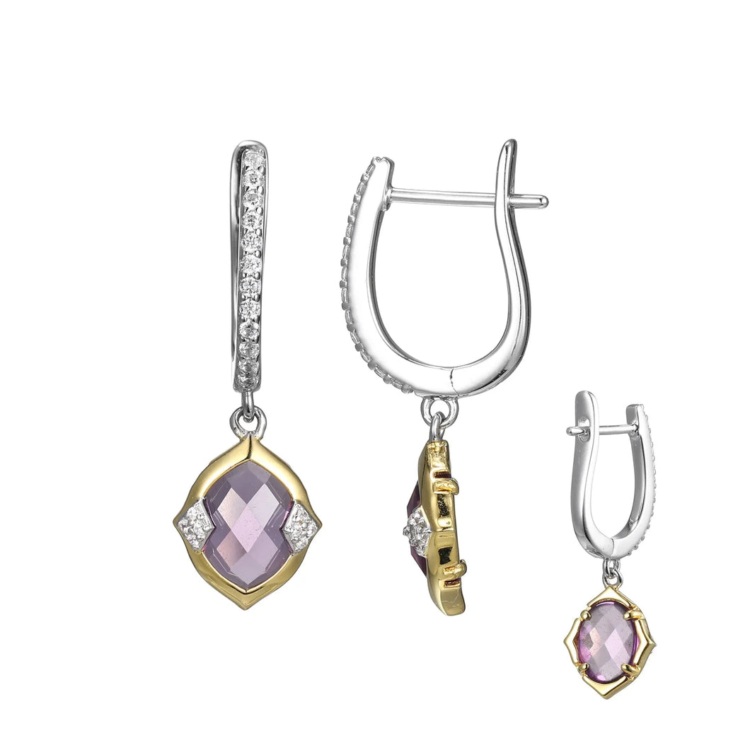 Sterling Silver Gold Plated Amethyst Earrings